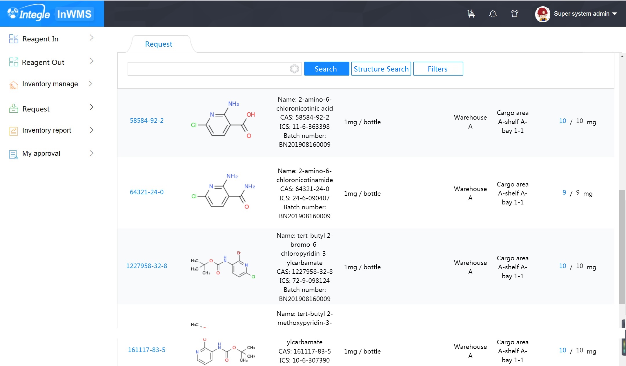 InWMS, Integle Reagent Inventory Management System